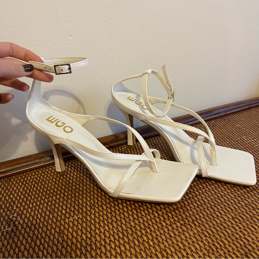 EGO Eve Square Toe Heels - White